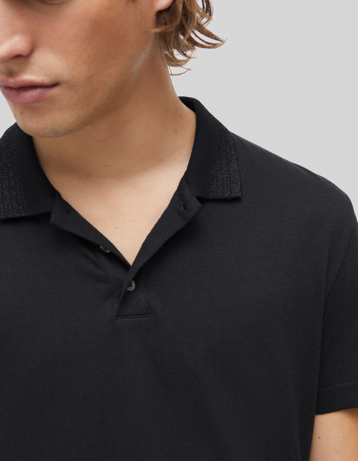 Pure Edition &ndash; schwarzes Herrenpoloshirt mit Lurexstreifen-4