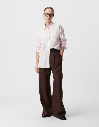 Women's oversize organic cotton pink striped shirt - IKKS