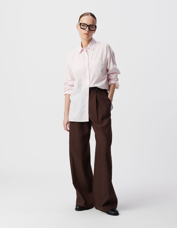 Women's oversize organic cotton pink striped shirt-1