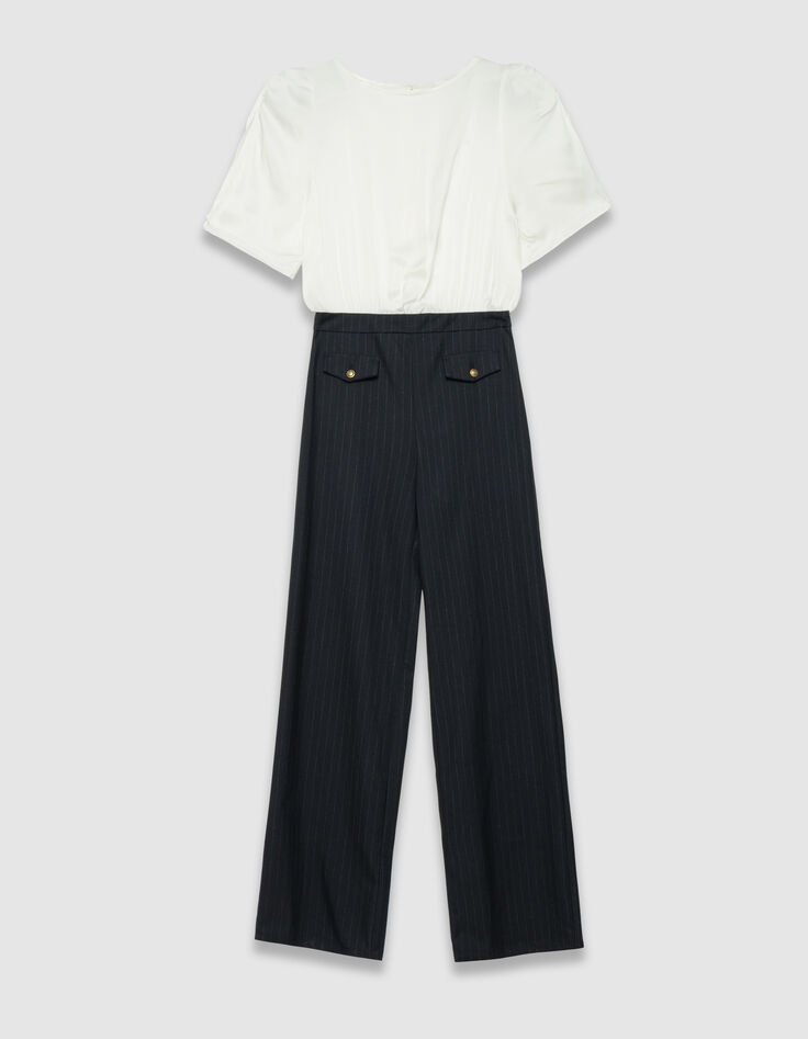 Combinaison bi-matière marine avec haut blanc Femme-7