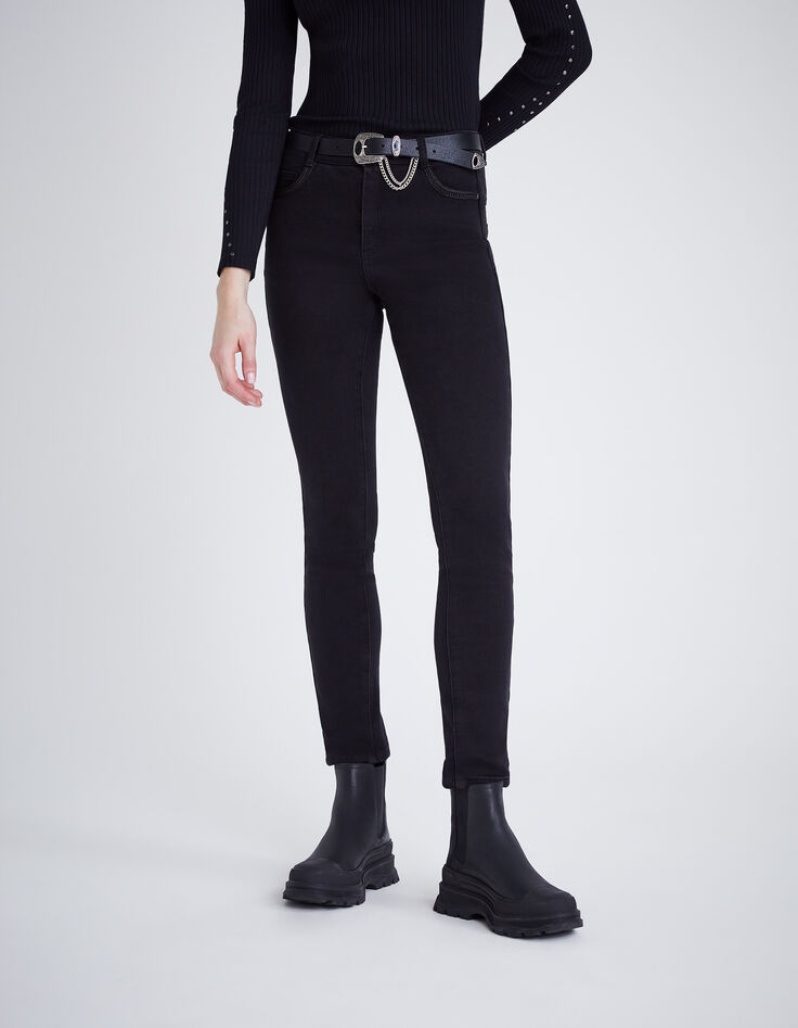 Schwarze Sculpt-up-Damenjeans aus Cosy Fleece-2