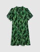 Grünes, locker sitzendes Kleid mit abstraktem Muster für Damen-5
