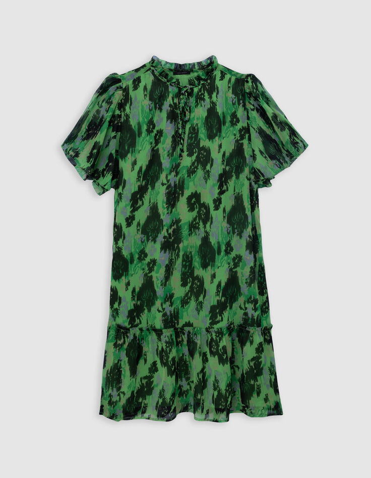 Grünes, locker sitzendes Kleid mit abstraktem Muster für Damen-5