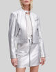 Women&rsquo;s silver leather zipped jacket-3