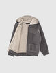 Cardigan gris chiné à coutures apparentes garçon -4