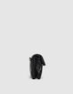 Clutch bandolera negro cuero acolchado mujer-5