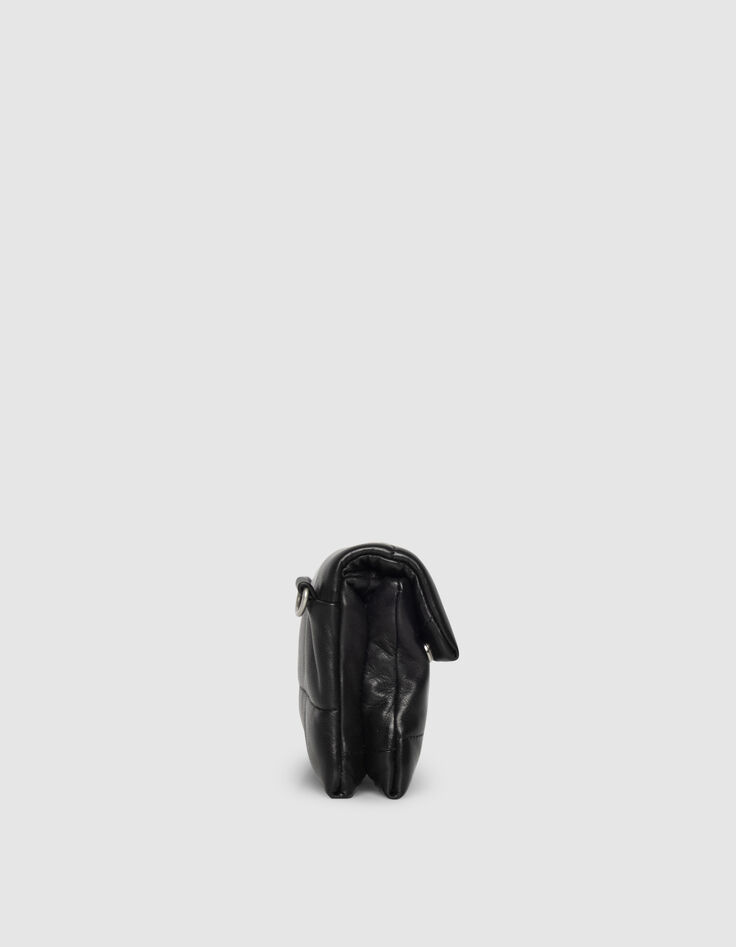 Clutch bandolera negro cuero acolchado mujer-5