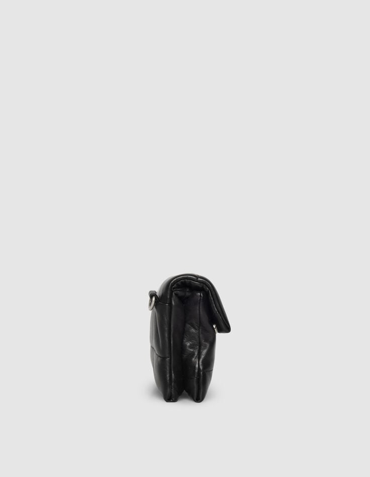 Clutch bandolera negro cuero acolchado mujer-5 Clutch bandolera negro cuero acolchado mujer-5