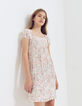 Cremewei&szlig;es M&auml;dchenkleid mit Blumen und Smocks-6