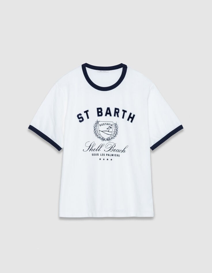 Tee-shirt col rond blanc coton bio message Femme-5