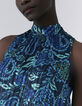 Marineblaues Damenkleid mit psychedelischem Blumenprint-5