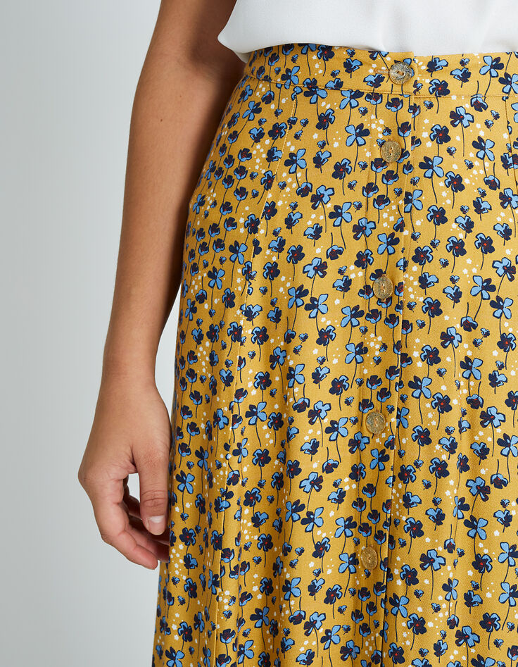 Gelber Midi-Blumenrock I.Code-3