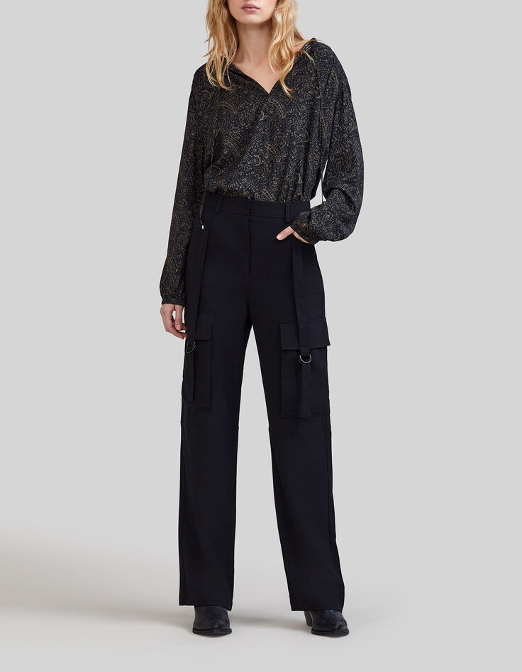 Women’s khaki LENZING™ ECOVERO™ floral paisley blouse-3 Women’s khaki LENZING™ ECOVERO™ floral paisley blouse-3