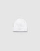 Girls’ white glittery knit beanie with bow-3