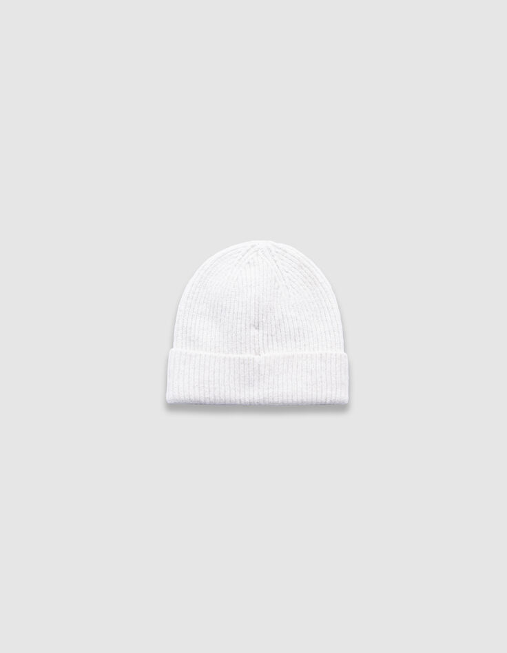 Girls’ white glittery knit beanie with bow-3 Girls’ white glittery knit beanie with bow-3