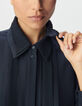 Women’s navy shirt dress, detachable double jewel collar-5