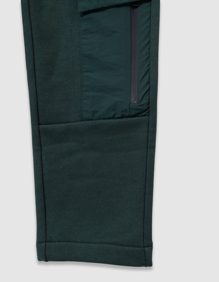 Jogging verde bolsillo bimaterial niño-7 Jogging verde bolsillo bimaterial niño-7