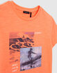 Camiseta naranja fluo algodón diseño lenticular niño-2