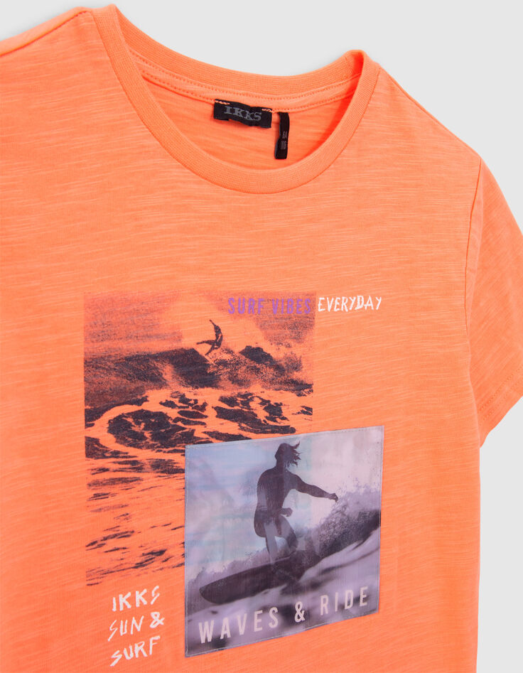 Camiseta naranja fluo algodón diseño lenticular niño-2