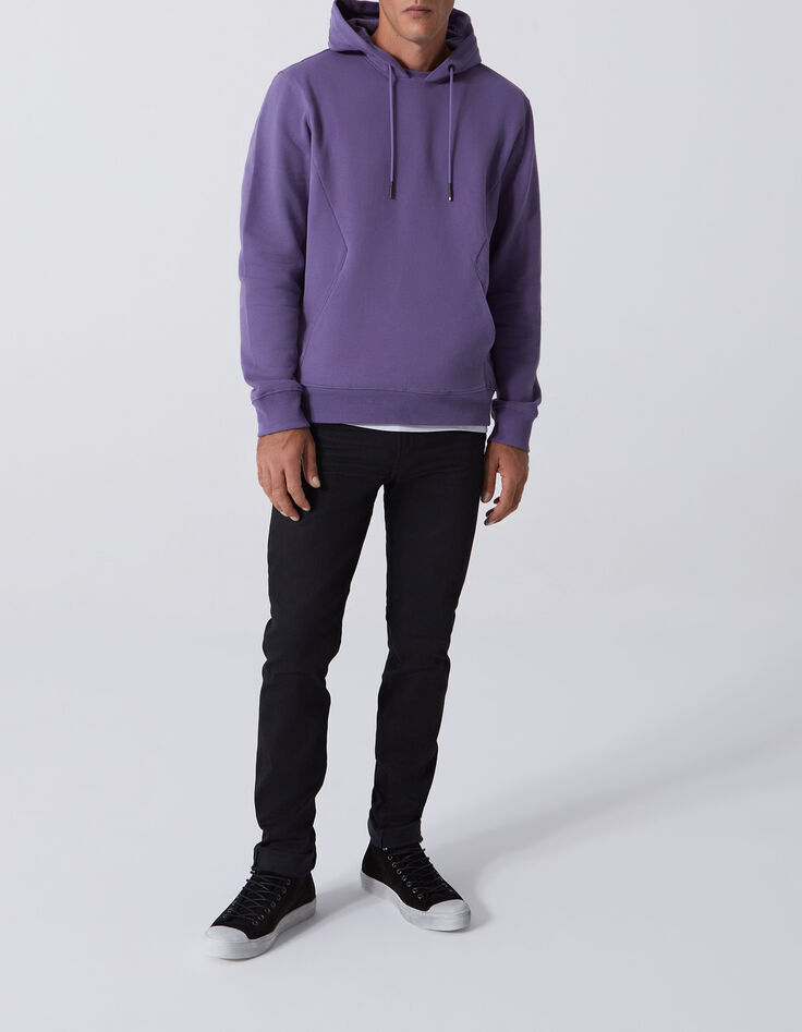 Sweat violet à capuche molleton Homme-5