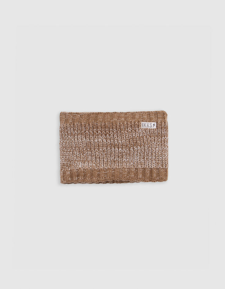 Snood camello de punto de peluche pompón bebé niño-1