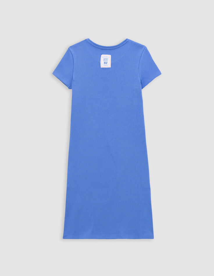 Blauwe T-shirtjurk biokatoen meisjes-6