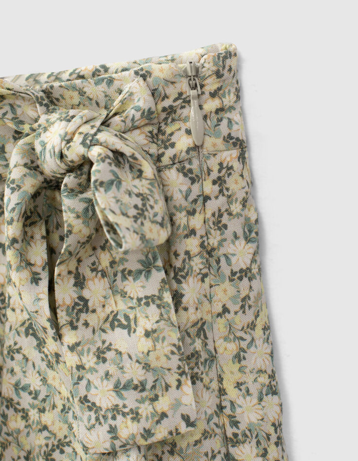 Jupe courte écrue imprimé fleurs Ecovero® fille -6