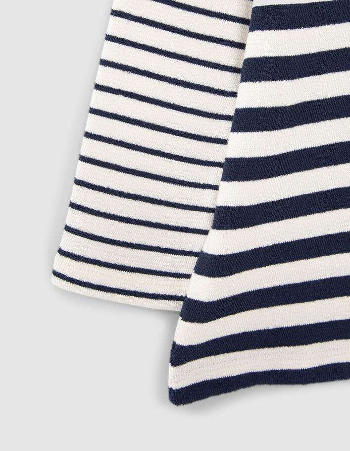 Boys' navy asymmetric seam sailor stripe T-shirt-7