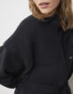 Zwarte jas-overshirt met riem dames-5