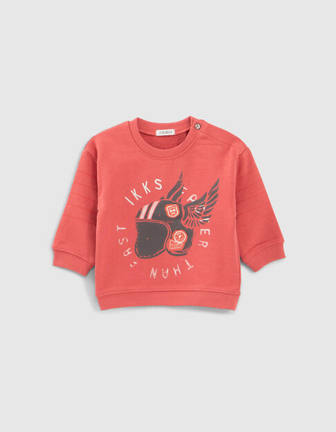 Baby boy’s red sweatshirt with winged helmet