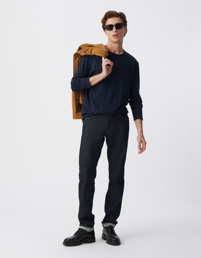 Men’s navy Essential round-neck long-sleeve t-shirt - IKKS
