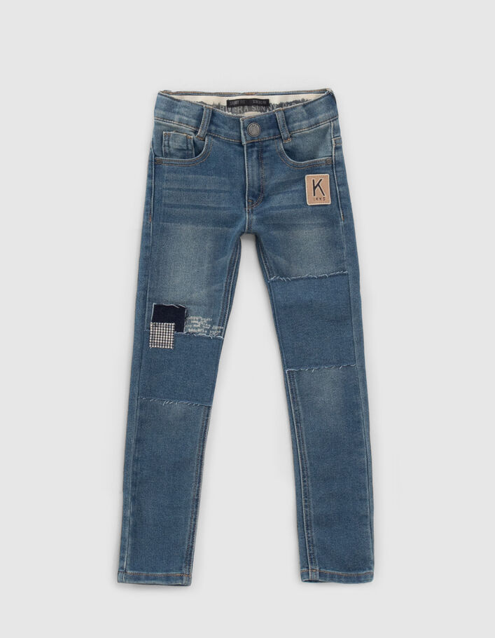 Boys’ blue patchwork-look skinny jeans - IKKS