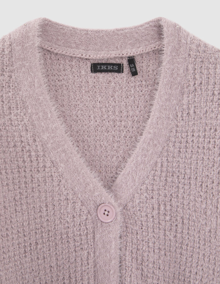 Girls’ violet decorative knit cardigan-3