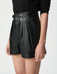 Short noir cuir à revers Femme-5