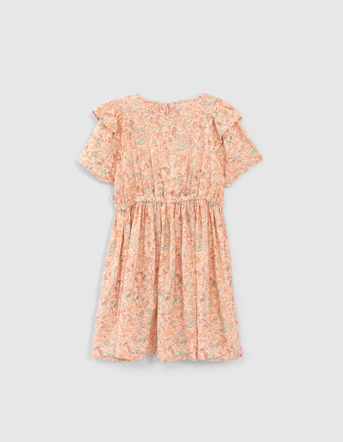 Girls’ peach floral print Lenzing™ Ecovero™ viscose dress - IKKS