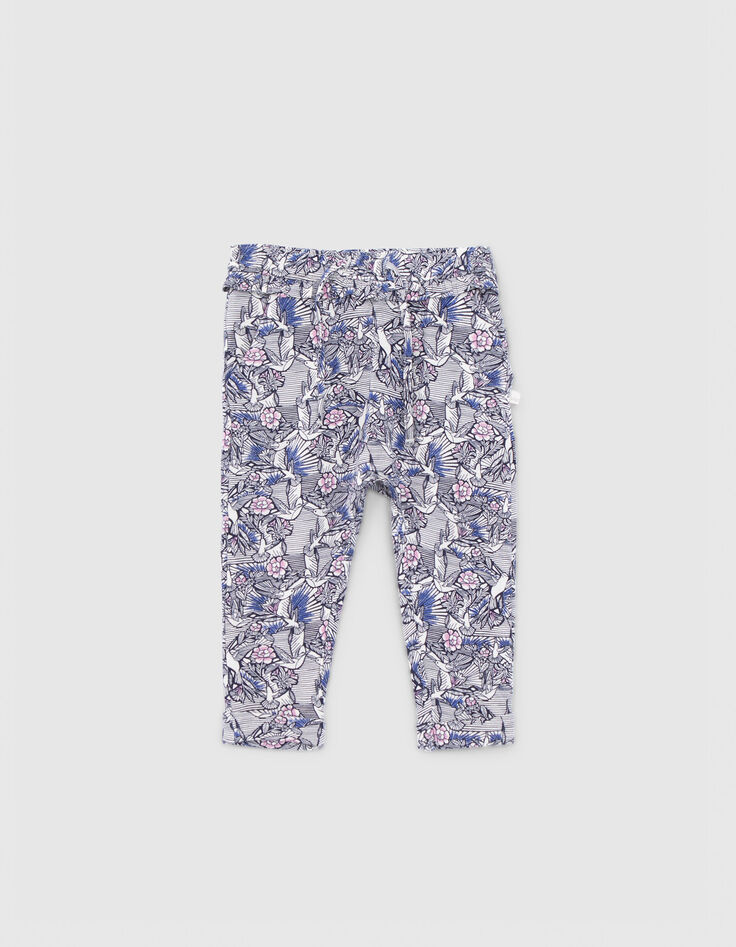 Baby girls' ecru wax hummingbird print harem pants-1