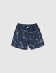 Boys' navy recycled toile de Jouy swim shorts-5