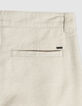 Pantalon tapered beige coton et lin Homme-4