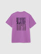 Boys' purple T-shirt with flocked velvet image on back-3