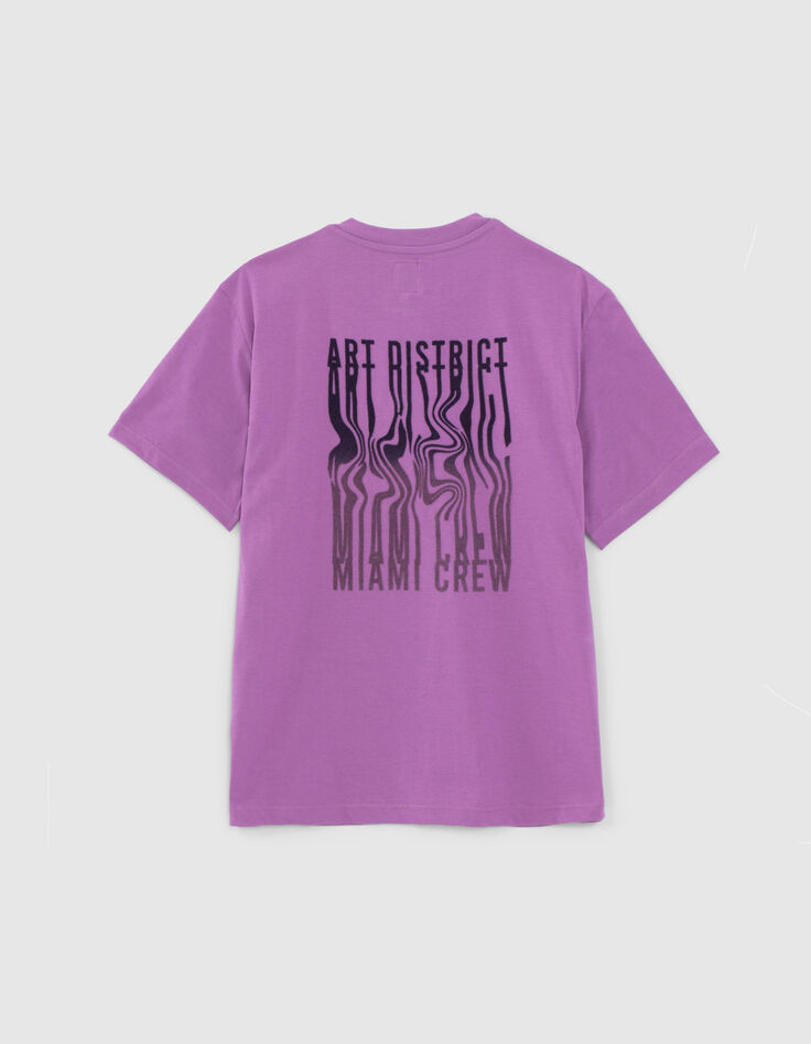 Boys' purple T-shirt with flocked velvet image on back-3