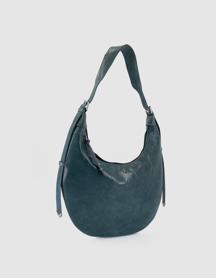 Allane Damen Halbmondtasche aus gr&uuml;nem Glac&eacute;leder-2