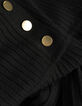 Schwarzes langes Damenstrickkleid mit Plissee-Effekt-2
