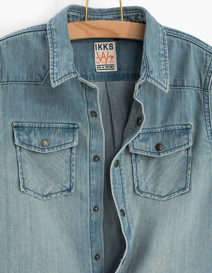 Boys' faded blue denim shirt -4 Boys' faded blue denim shirt -4