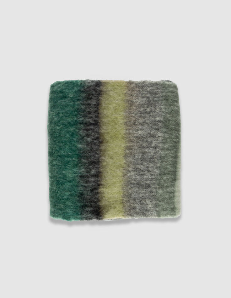 Women&rsquo;s khaki striped fluffy scarf-3