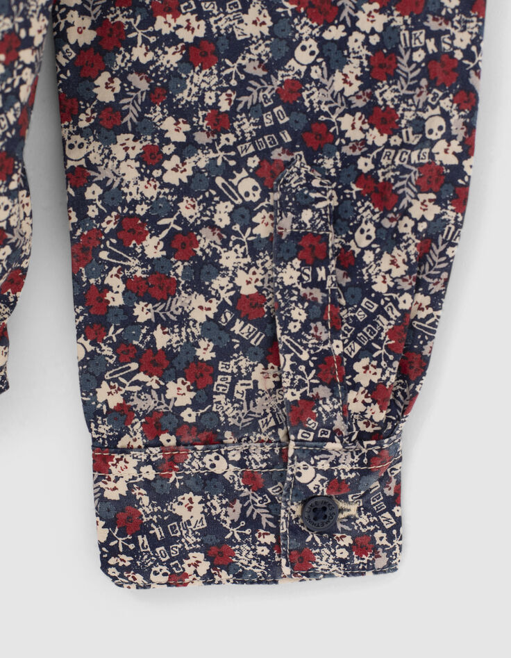 Navy overhemd rock bloemenprint jongens -7