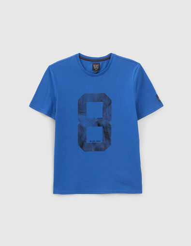 T-shirt bleu visuel chiffre gomme garçon - IKKS