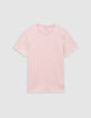 Men’s pink organic cotton Essential crew neck T-shirt-1