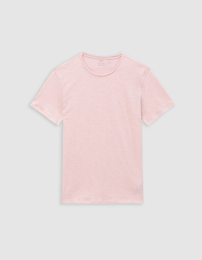 Men’s pink organic cotton Essential crew neck T-shirt - IKKS