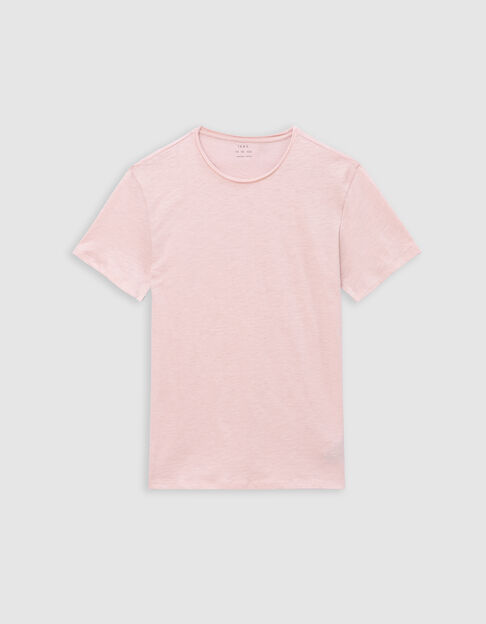 Men’s pink organic cotton Essential crew neck T-shirt - IKKS