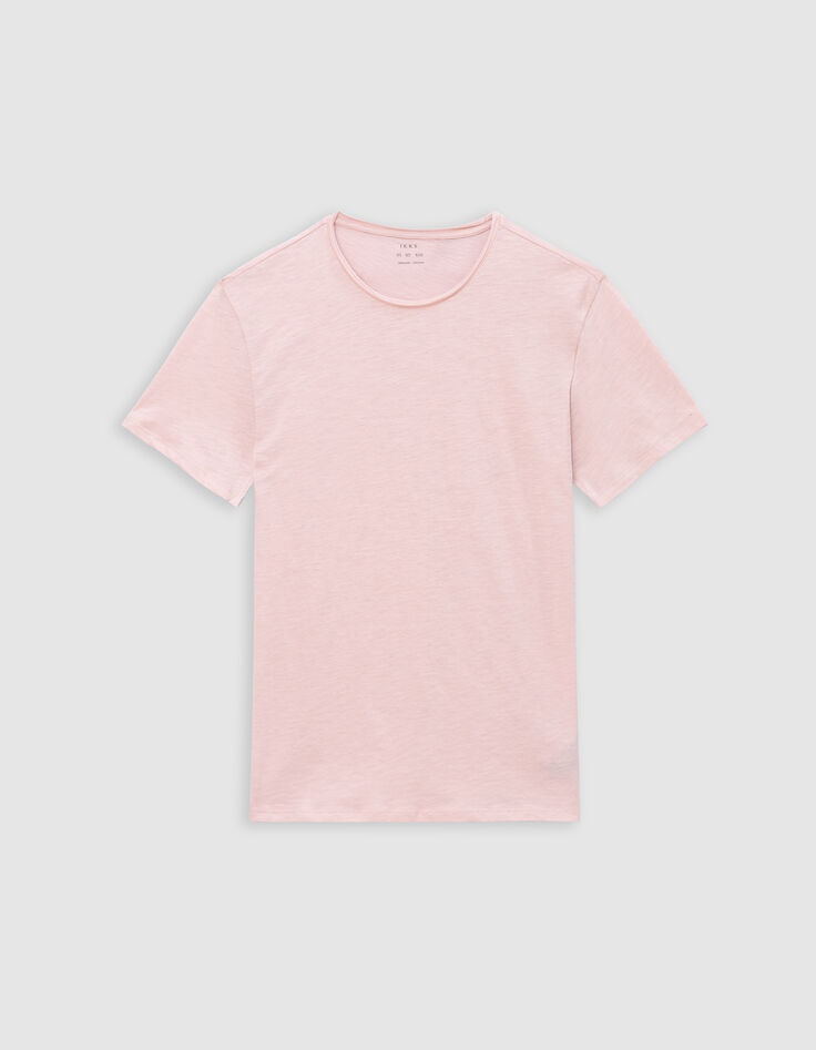 Men’s pink organic cotton Essential crew neck T-shirt-1